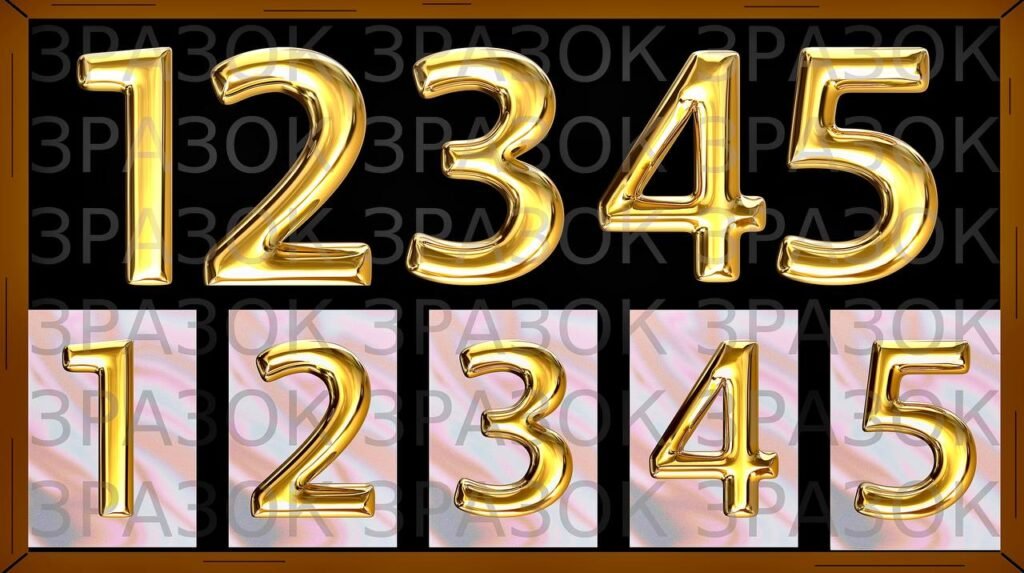 Головне зображення розробки: Золоті цифри від 0 до 9 для оформлення свят