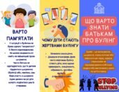 Буклет-пам’ятка для батьків “Що варто знати батькам про булінг”