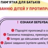 Пам’ятка для батьків для протидії вербуванню підлітків