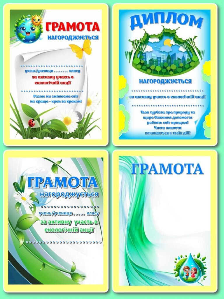Головне зображення розробки: !!! ЕКОЛОГІЯ. БІОЛОГІЯ. ЛІТНІЙ ТАБІР. 1-11 кл. ЕКОЛОГІЧНІ АКЦІЇ. ГРАМОТИ ТА ДИПЛОМИ (16 варіантів формат А4, висока якість елементів для друку)