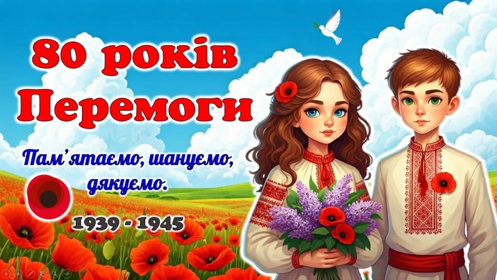 Головне зображення розробки: 8 травня – День пам’яті та перемоги над нацизмом у Другій світовій війні. 80 років Перемоги. Презентація 2025