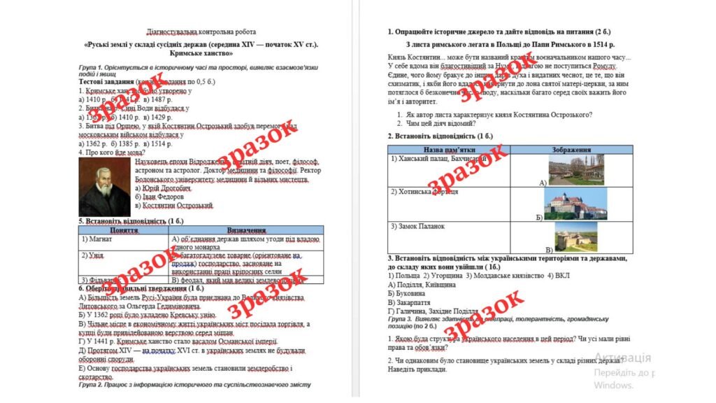 Головне зображення розробки: Діагностувальна контрольна робота «Руські землі у складі сусідніх держав (середина XIV — початок XV ст.). Кримське ханство» (О.Пометун)