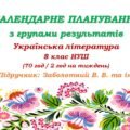 Календарне планування з ГР. Українська література. 8 клас НУШ. Заболотний В. В. та ін. (70 год / 2 год на тиждень). Модель оцінювання 1