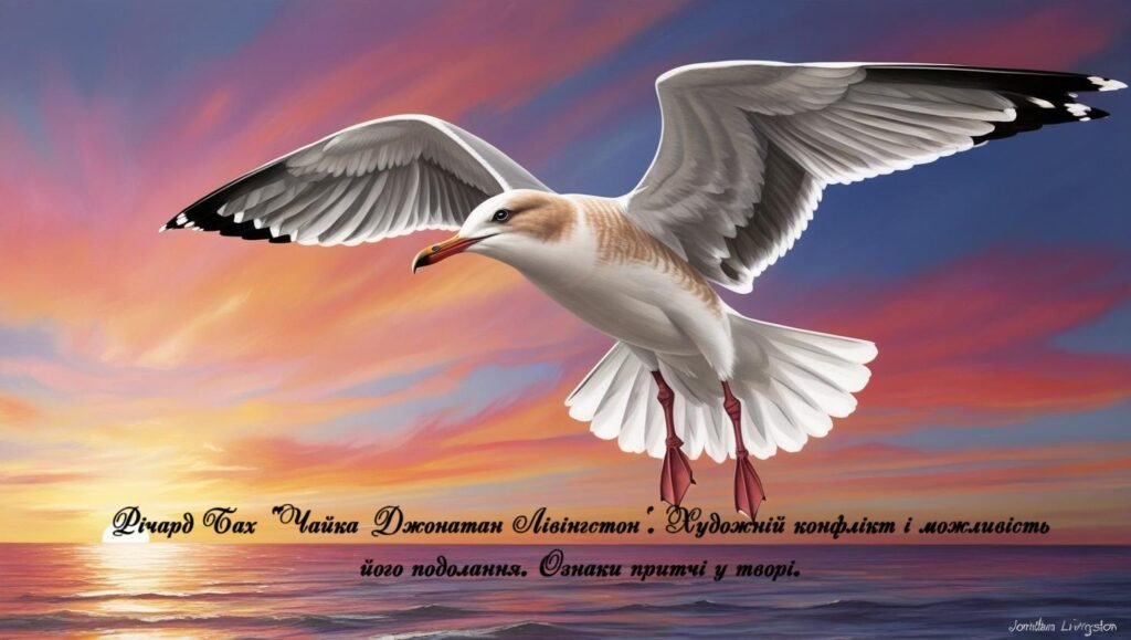 Головне зображення розробки: Річард Бах «Чайка Джонатан Лівінгстон». Художній конфлікт і можливість його подолання. Ознаки притчі у творі. (презентація + тести)