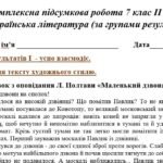 Фото розробки: 7 клас. Комплексна підсумкова робота з української літератури за 2 семестр за чотирма ГР; 2 варіанти (МП Т.Яценко)