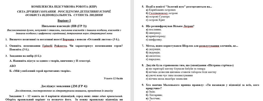 Головне зображення розробки: КПР за ІІ сем. з зарубіжної літ-ри для 7 класу за темою “СИЛА ДРУЖБИ І КОХАННЯ.РОЗСЛІДУЄМО ДЕТЕКТИВНІ ІСТОРІЇ.ОСОБИСТА ВІДПОВІДАЛЬНІСТЬ.СУТНІСТЬ ЛЮДИ”
