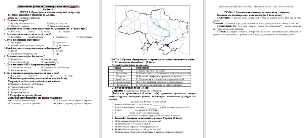 Головне зображення розробки: Діагностична робота за ІІ семестр 5 клас автор Гісем О. за групами результатів