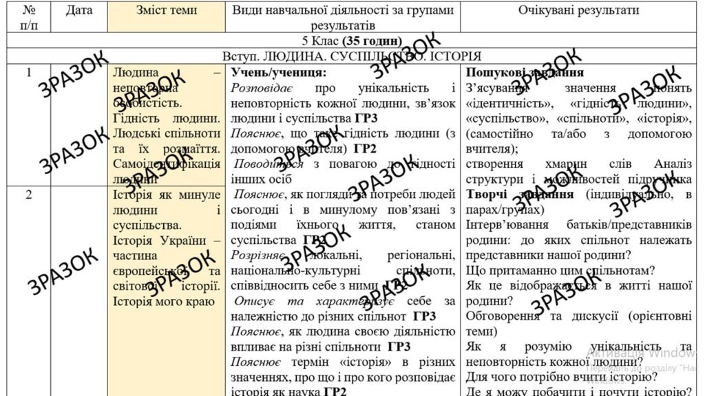 Головне зображення розробки: КТП з ГР. Досліджуємо історію і суспільство (інтегрований курс) 5 клам 35 годин за підручником Пометун