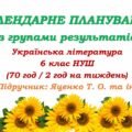 Календарне планування з ГР. Українська література. 6 клас НУШ. Яценко Т. О. та ін. (70 год / 2 год на тиждень). Модель оцінювання 1