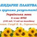 Календарне планування з ГР. Українська мова. 6 клас НУШ. Голуб Н. Б. та ін. (140 год / 4 год на тиждень)