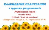 Календарне планування з ГР. Українська мова. 6 клас НУШ. Голуб Н. Б. та ін. (140 год / 4 год на тиждень)