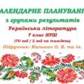 Календарне планування з ГР. Українська література. 7 клас НУШ. Калинич О. В. та ін. (70 год / 2 год на тиждень). Модель оцінювання 1