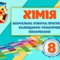 !!! РОБОЧА (НАВЧАЛЬНА) ПРОГРАМА + КАЛЕНДАРНО-ТЕМАТИЧНЕ ПЛАНУВАННЯ З ХІМІЇ 8 кл НУШ 2025-2026 ЗА МНП і ПІДРУЧНИКОМ ГРИГОРОВИЧА на 2 год. тиждень