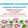 Календарне планування з ГР. Українська мова. 8 клас НУШ. Заболотний О. В. та ін. (122,5 год / 3,5 год на тиждень)