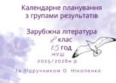 КТП УРОКІВ ЗАРУБІЖНОЇ ЛІТЕРАТУРИ У 8 КЛАСІ (1,5 години на тиждень) 2025/2026н.р.