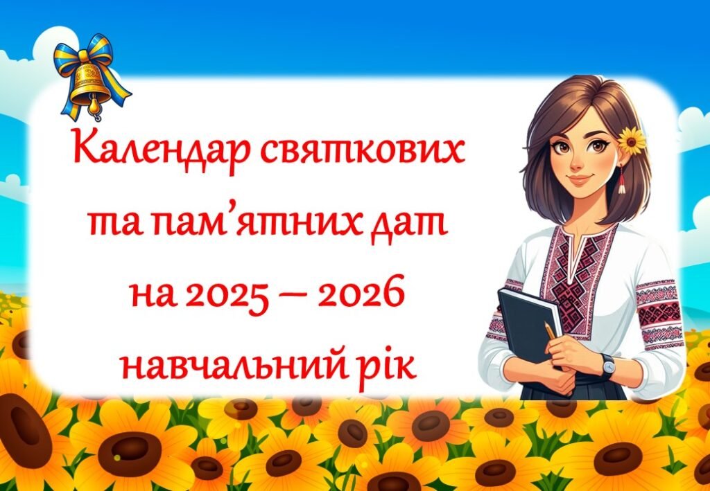 Головне зображення розробки: Календар святкових та пам’ятних дат на 2025-2026 навчальний рік (10 місяців) + Аркуші для особистого планування на місяць, тиждень, день.