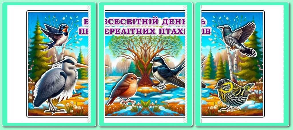 Головне зображення розробки: !!! ПТАХИ. ДЕНЬ ПЕРЕЛІТНИХ ПТАХІВ – 12 ЖОВТНЯ. ДЕНЬ ПТАХІВ – 1 КВІТНЯ (оформлення – банер, постери, гекси, аплікації)