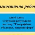Діагностична робота з географії для 6 класу на тему “Географічна оболонка, біосфера, антропосфера” з групами результатів