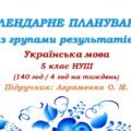 Календарне планування з ГР. Українська мова. 5 клас НУШ. Підручник: Авраменко О. М. та ін. (140 год / 4 год на тиждень)