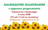 Календарне планування з ГР. Українська література. 6 клас НУШ. Авраменко О. М. (70 год / 2 год на тиждень). Модель оцінювання 1