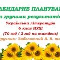 Календарне планування з ГР. Українська література. 6 клас НУШ. Заболотний В. В. та ін. (70 год / 2 год на тиждень). Модель оцінювання 1