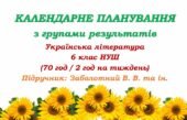 Календарне планування з ГР. Українська література. 6 клас НУШ. Підручник: Заболотний В. В. та ін. (70 год / 2 год на тиждень). Модель оцінювання 1