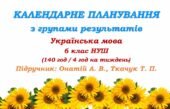 Календарне планування з ГР. Українська мова. 6 клас НУШ. Онатій А. В. та ін. (140 год / 4 год на тиждень). Модель оцінювання 1