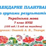 Календарне планування з ГР. Українська мова. 7 клас НУШ. Онатій А. В. та ін. (105 год / 3 год на тиждень). Модель оцінювання 1