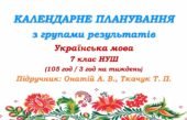 Календарне планування з ГР. Українська мова. 7 клас НУШ. Онатій А. В. та ін. (105 год / 3 год на тиждень). Модель оцінювання 1