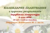 Календарне планування з ГР. Зарубіжна література. 8 клас НУШ. Ковбасенко Ю. І. та ін. (35 год / 1 год на тиждень). Модель оцінювання 2