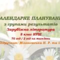 Календарне планування з ГР. Зарубіжна література. 8 клас НУШ. Міляновська Н. Р. та ін. (70 год / 2 год на тиждень). Модель оцінювання 1