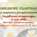 Календарне планування з ГР. Зарубіжна література. 8 клас НУШ. Ніколенко О. М. та ін. (52,5 год / 1,5 год на тиждень). Модель оцінювання 1