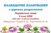 Календарне планування з ГР. Українська мова. 8 клас НУШ. Голуб Н. Б., Горошкіна О. М. (105 год / 3 год на тиждень). Модель оцінювання 1