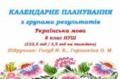 Календарне планування з ГР. Українська мова. 8 клас НУШ. Голуб Н. Б., Горошкіна О. М. (122,5 год / 3,5 год на тиждень)