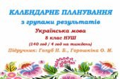 Календарне планування з ГР. Українська мова. 8 клас НУШ. Голуб Н. Б., Горошкіна О. М. (140 год / 4 год на тиждень). Модель оцінювання 1