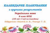 Календарне планування з ГР. Українська мова. 8 клас НУШ. Онатій А. В. та ін. (105 год / 3 год на тиждень). Модель оцінювання 1