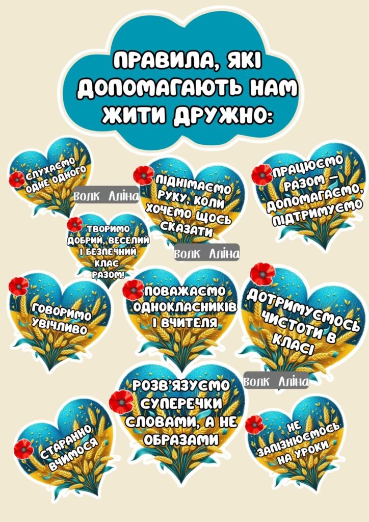 Головне зображення розробки: 🎉 Правила дружнього класу — яскраве оформлення для вашого простору! 💙🌾