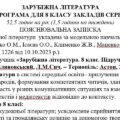 Навчальна програма із зарубіжної літератури 8 клас НУШ (52,5 год.) до підручника Міляновської Н.