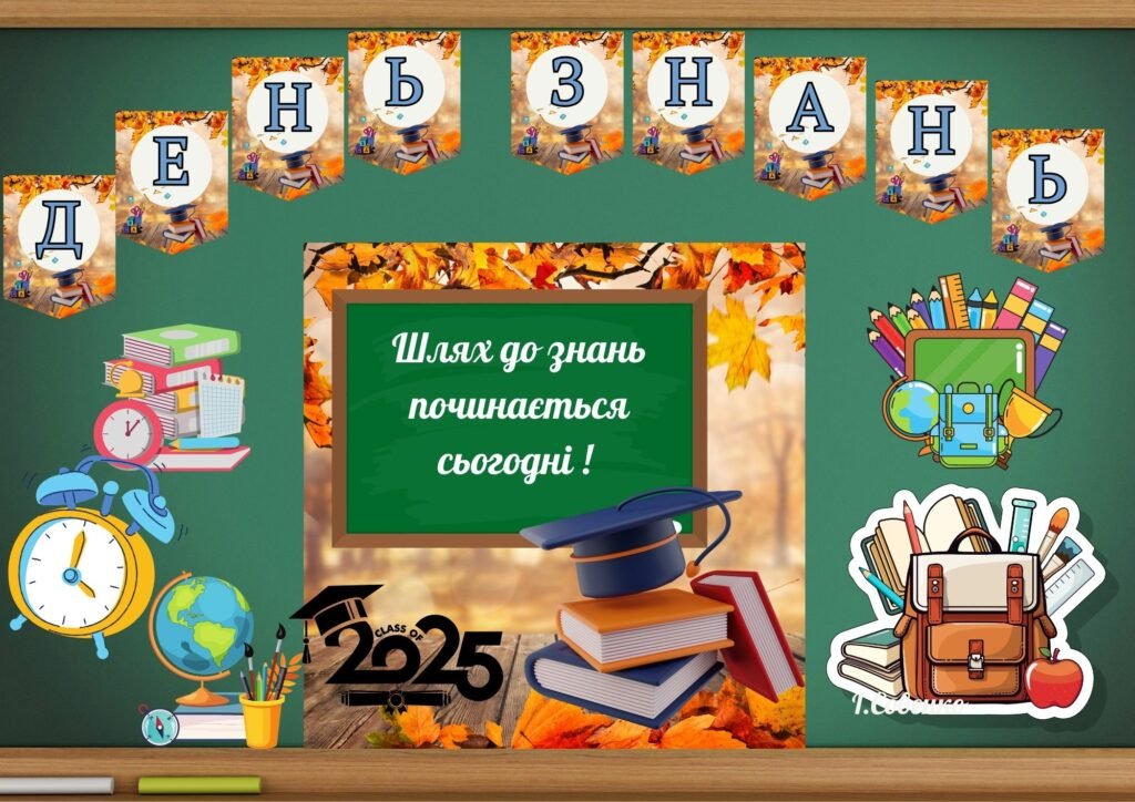 Головне зображення розробки: Оформлення дошки 1 вересня( середні класи )