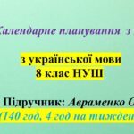 Календарне планування (КТП) з ГР. Українська мова. 8 клас НУШ. Авраменко О. (140 год / 4 год на тиждень)