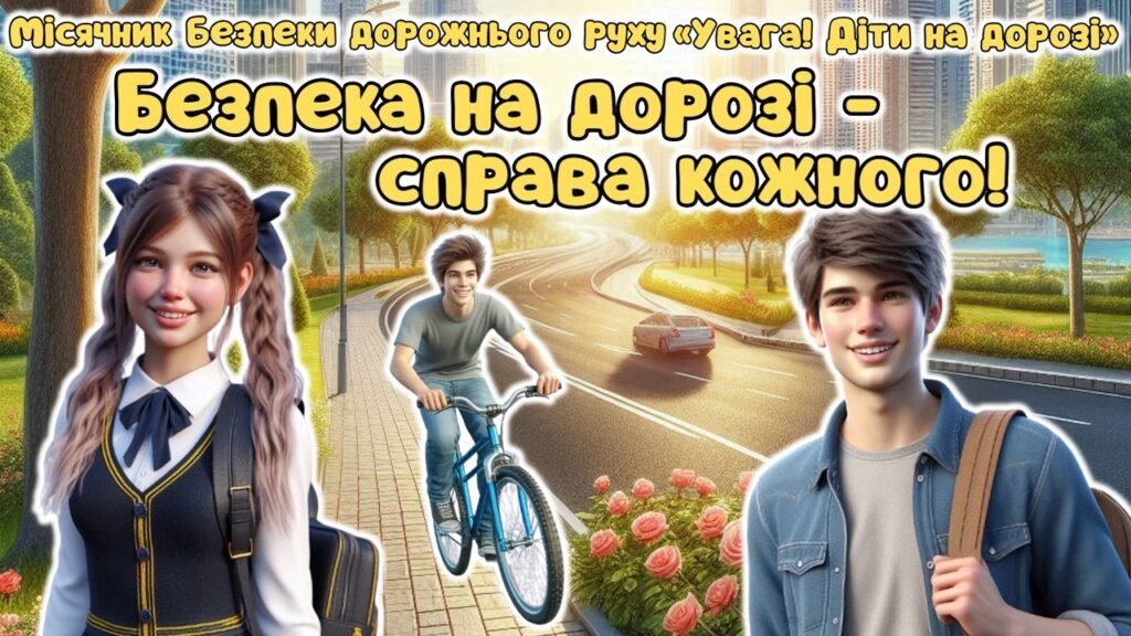 Головне зображення розробки: Місячник “Увага, діти на дорозі!” 2025. Анімована інформаційно-ігрова презентація “Безпека на дорозі – справа кожного”