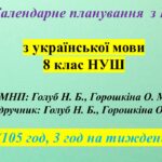 КАЛЕНДАРНЕ ПЛАНУВАННЯ (КТП) із ГР. Українська мова 8 кл. НУШ. ГОЛУБ Н.Б., ГОРОШКІНА О.М.(105 год /3 год на тиждень)