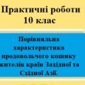 Практична робота №3 для 10 класу на тему “Порівняльна характеристика продовольчого кошику жителів країн Західної та Східної Азії”