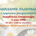 Календарне планування з ГР. Зарубіжна література. 5 клас НУШ. Міляновська Н. Р. та ін. (35 год / 1 год на тиждень). Модель оцінювання 2