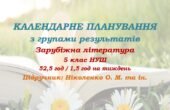 Календарне планування з ГР. Зарубіжна література. 5 клас НУШ. Ніколенко О. М. та ін. (52,5 год / 1,5 год на тиждень). Модель оцінювання 1