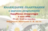 Календарне планування з ГР. Зарубіжна література. 5 клас НУШ. Ніколенко О. М. та ін. (70 год / 2 год на тиждень). Модель оцінювання 1