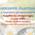 Календарне планування з ГР. Зарубіжна література. 6 клас НУШ. Міляновська Н. Р. та ін. (70 год / 2 год на тиждень). Модель оцінювання 1