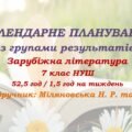 Календарне планування з ГР. Зарубіжна література. 7 клас НУШ. Міляновська Н. Р. та ін. (52,5 год / 1,5 год на тиждень). Модель оцінювання 1