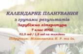 Календарне планування з ГР. Зарубіжна література. 7 клас НУШ. Міляновська Н. Р. та ін. (52,5 год / 1,5 год на тиждень). Модель оцінювання 1