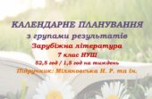 Календарне планування з ГР. Зарубіжна література. 7 клас НУШ. Міляновська Н. Р. та ін. (52,5 год / 1,5 год на тиждень). Модель оцінювання 1